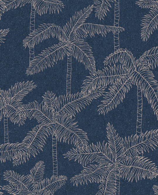 EIJFFINGER Vivid 384514 - Afbeelding 1 - Blauw, Retro, Vintage, Etnisch, Chic, Glamour, Natuurlijk, Bladeren