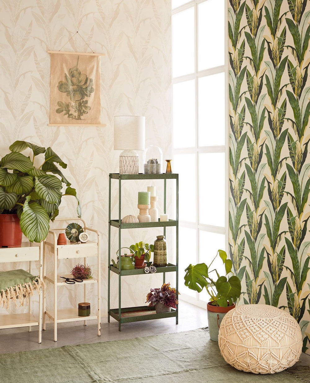 EIJFFINGER Vivid 384500 - Afbeelding 2 - Wit, Multi, Groen, Retro, Vintage, Etnisch, Natuurlijk, Bladeren