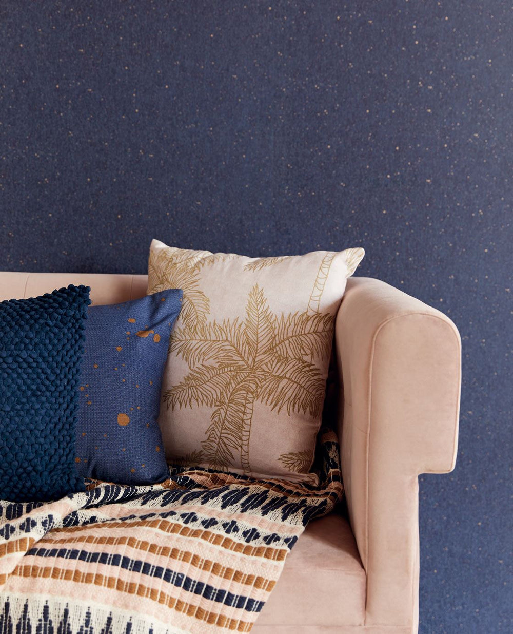 EIJFFINGER Vivid 384526 - Afbeelding 2 - Blauw, Retro, Vintage, Chic, Glamour, Effen, Uni, Structuren, Stippen