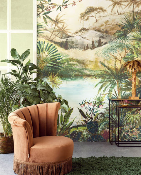 EIJFFINGER Vivid 384602 - Afbeelding 2 - Multi, Groen, Retro, Vintage, Etnisch, Natuurlijk, Bladeren