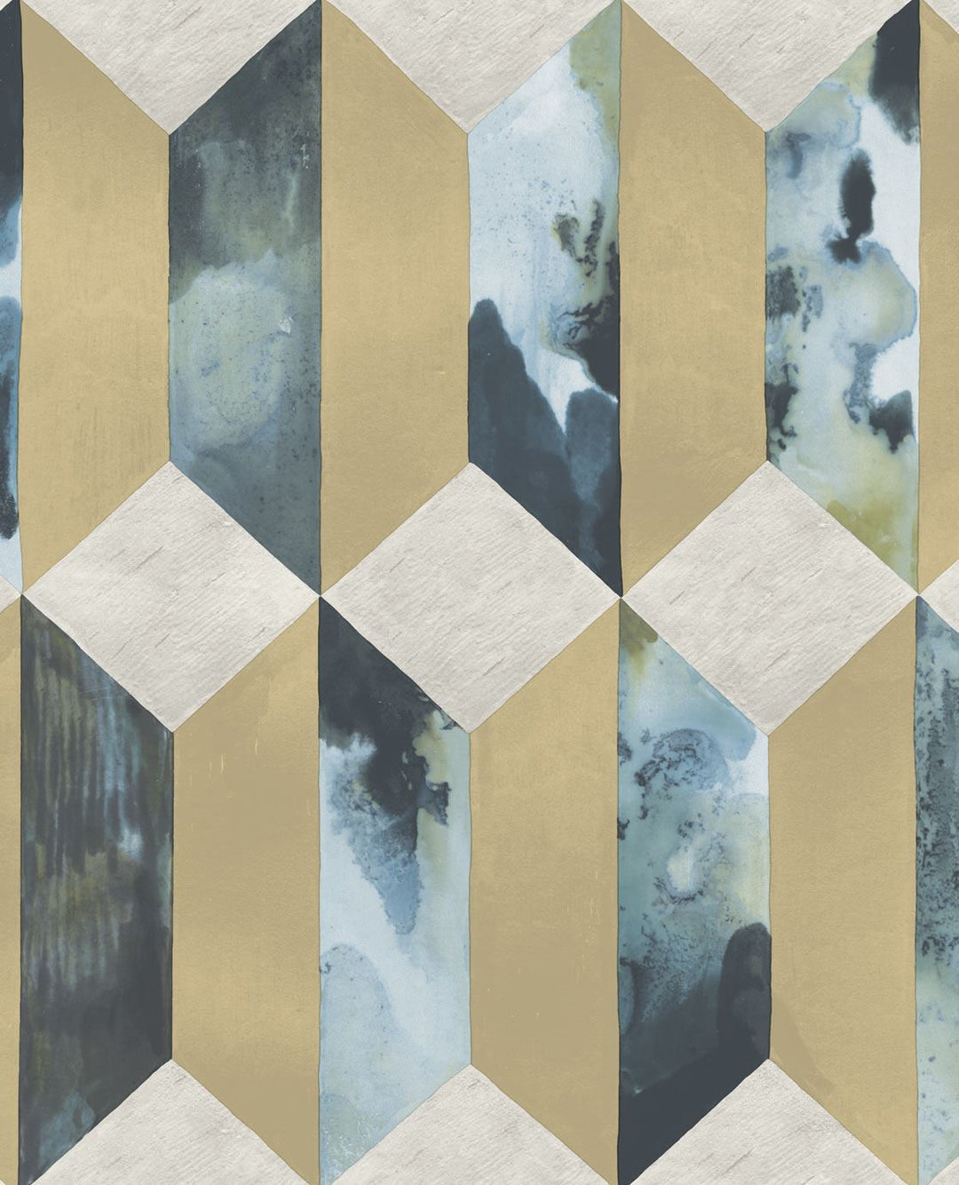 EIJFFINGER Enso 386503 - Afbeelding 1 - Blauw, Retro, Vintage, Stoer, Industrieel, Chic, Glamour, Ruiten, Fantasie, Geometrisch