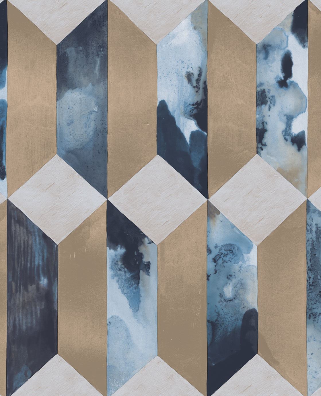 EIJFFINGER Enso 386504 - Afbeelding 1 - Blauw, Retro, Vintage, Stoer, Industrieel, Chic, Glamour, Ruiten, Fantasie, Geometrisch