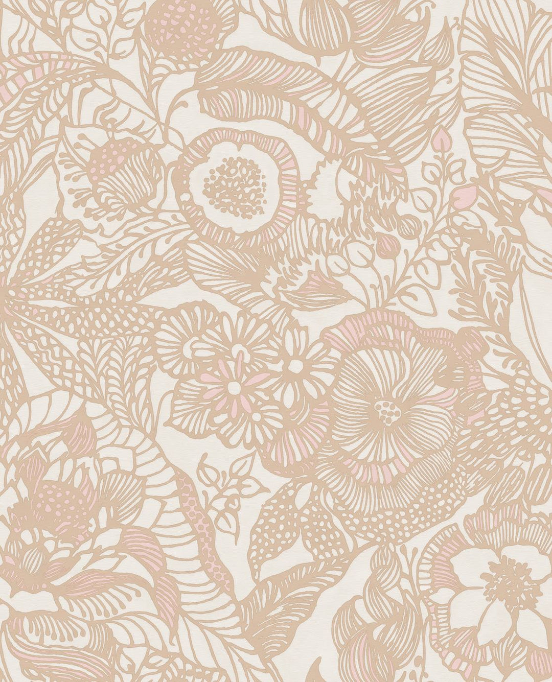 EIJFFINGER Enso 386514 - Afbeelding 1 - Rood, Metallic, Romantisch, Etnisch, Bloemen, Bladeren