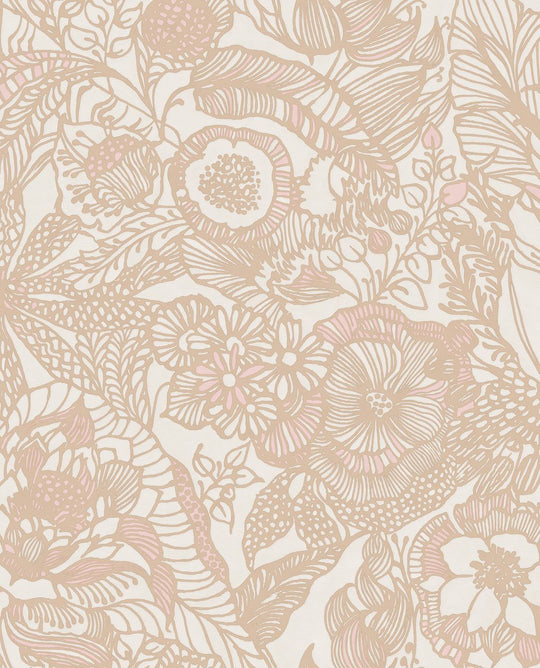EIJFFINGER Enso 386514 - Afbeelding 1 - Rood, Metallic, Romantisch, Etnisch, Bloemen, Bladeren