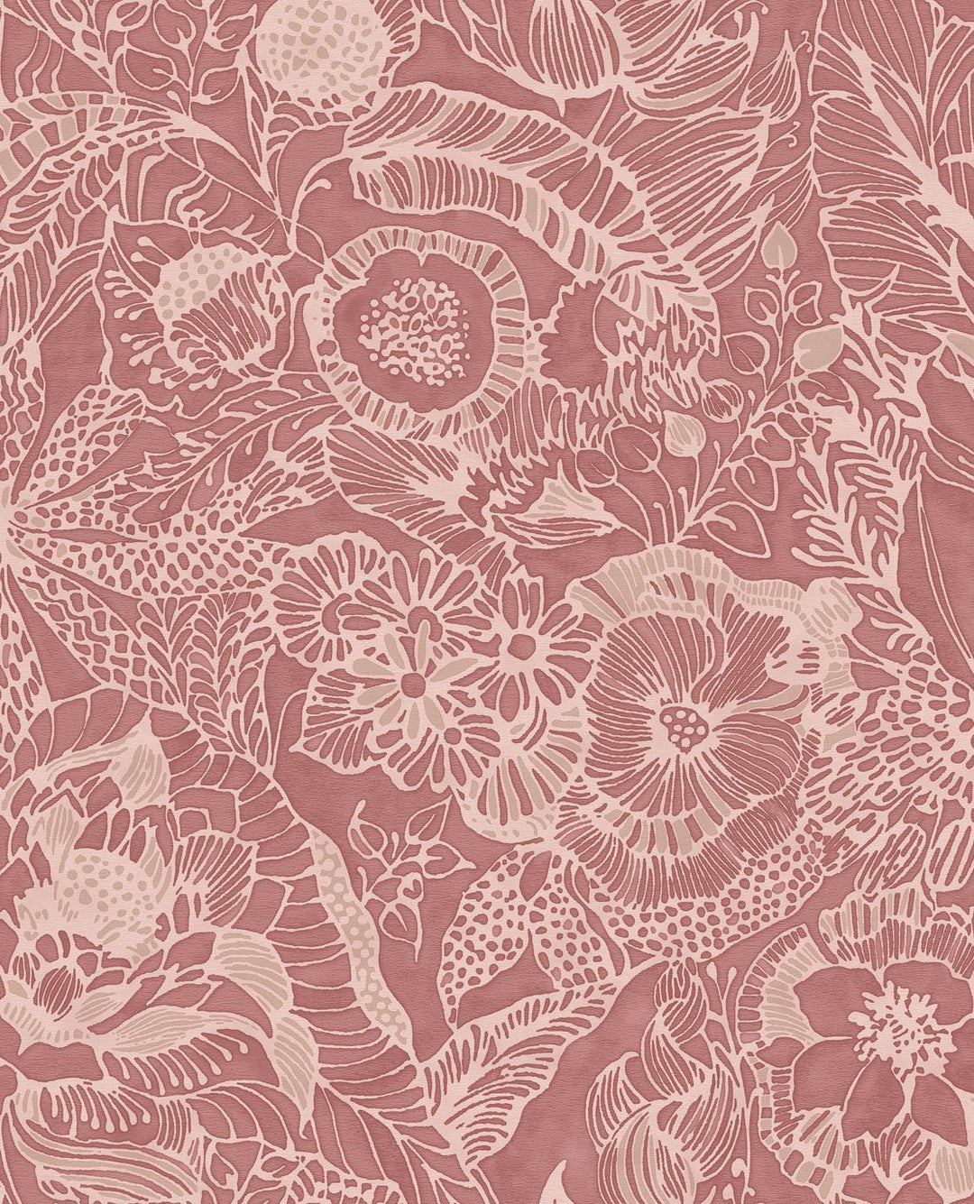 EIJFFINGER Enso 386515 - Afbeelding 1 - Rood, Rood, Etnisch, Bloemen, Bladeren