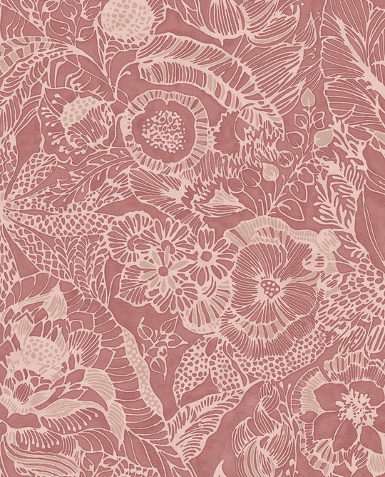 EIJFFINGER Enso 386515 - Afbeelding 1 - Rood, Rood, Etnisch, Bloemen, Bladeren