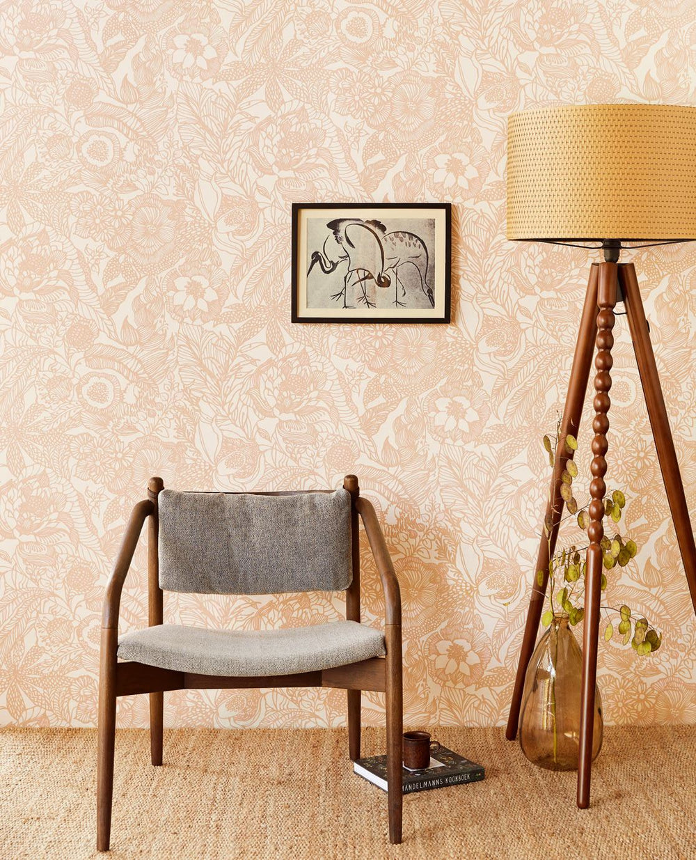 EIJFFINGER Enso 386514 - Afbeelding 2 - Rood, Metallic, Romantisch, Etnisch, Bloemen, Bladeren