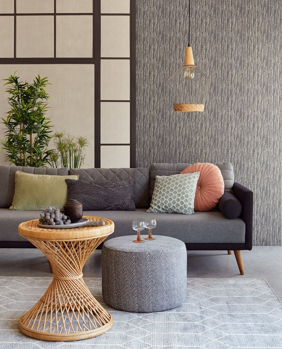 EIJFFINGER Enso 386571 - Afbeelding 3 - Zwart / Grijs, Scandinavisch, Etnisch, Basic, Structuren, Fantasie, Stippen