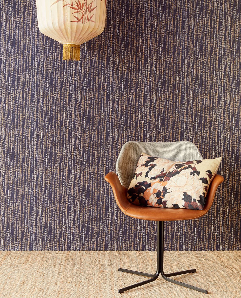 EIJFFINGER Enso 386572 - Afbeelding 2 - Blauw, Zwart / Grijs, Etnisch, Chic, Glamour, Structuren, Fantasie, Stippen