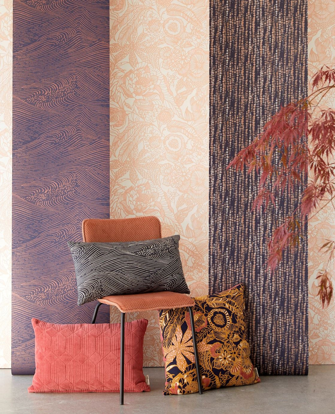 EIJFFINGER Enso 386572 - Afbeelding 5 - Blauw, Zwart / Grijs, Etnisch, Chic, Glamour, Structuren, Fantasie, Stippen
