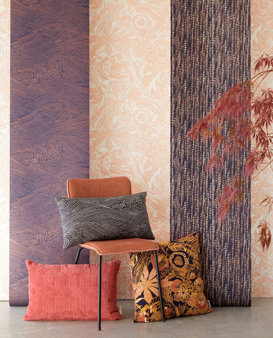 EIJFFINGER Enso 386572 - Afbeelding 5 - Blauw, Zwart / Grijs, Etnisch, Chic, Glamour, Structuren, Fantasie, Stippen