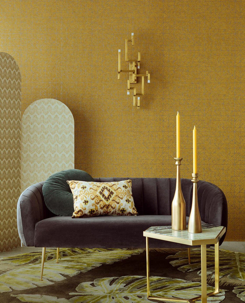 EIJFFINGER Topaz 394533 - Afbeelding 2 - Geel, Goud, Stoer, Industrieel, Chic, Glamour, Ruiten, Grafisch, Geometrisch