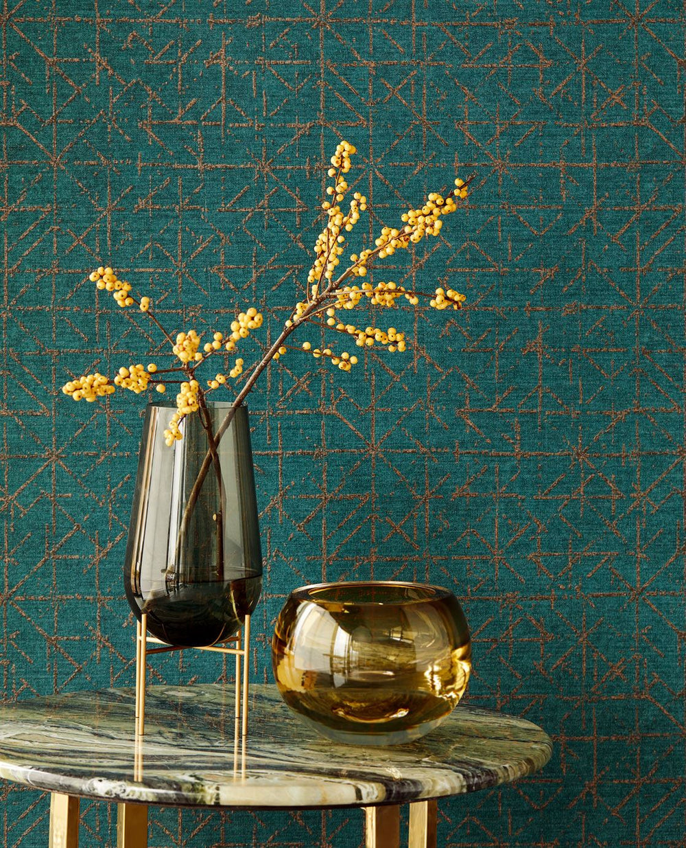 EIJFFINGER Topaz 394536 - Afbeelding 2 - Groen, Stoer, Industrieel, Chic, Glamour, Ruiten, Grafisch, Geometrisch