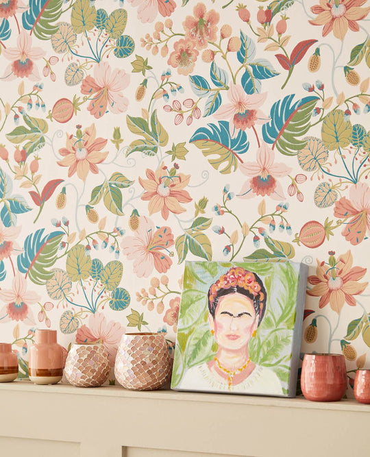 EIJFFINGER Carmen 392500 - Afbeelding 3 - Wit, Multi, Naturel, Romantisch, Etnisch, Klassiek, Bloemen, Bladeren