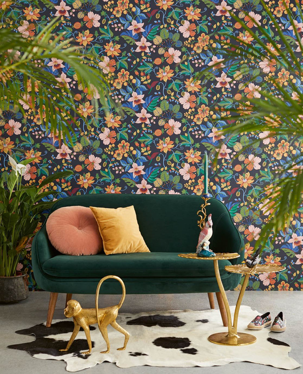 EIJFFINGER Carmen 392504 - Afbeelding 2 - Multi, Zwart / Grijs, Rood, Romantisch, Etnisch, Klassiek, Bloemen, Bladeren