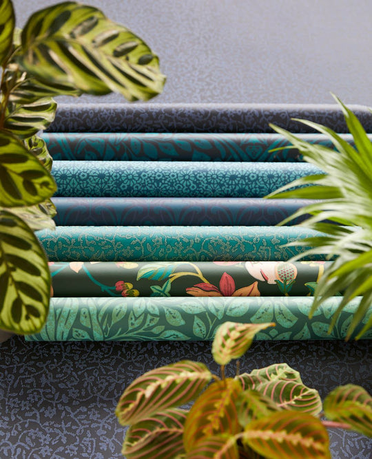 EIJFFINGER Carmen 392544 - Afbeelding 3 - Blauw, Zwart / Grijs, Romantisch, Etnisch, Klassiek, Bloemen, Bladeren