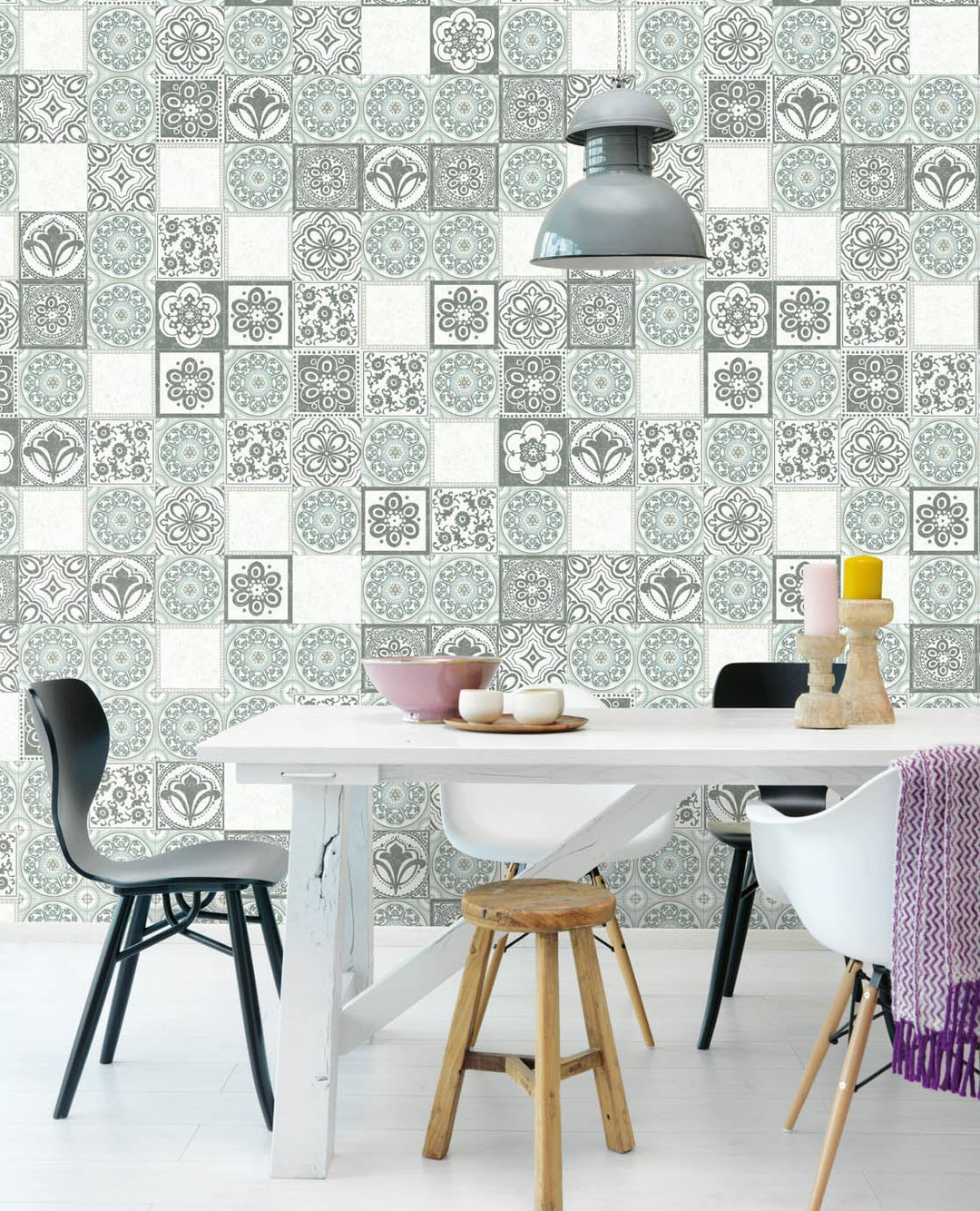 EIJFFINGER Carmen 392574 - Afbeelding 2 - Naturel, Wit, Zwart / Grijs, Romantisch, Etnisch, Klassiek, Geometrisch 