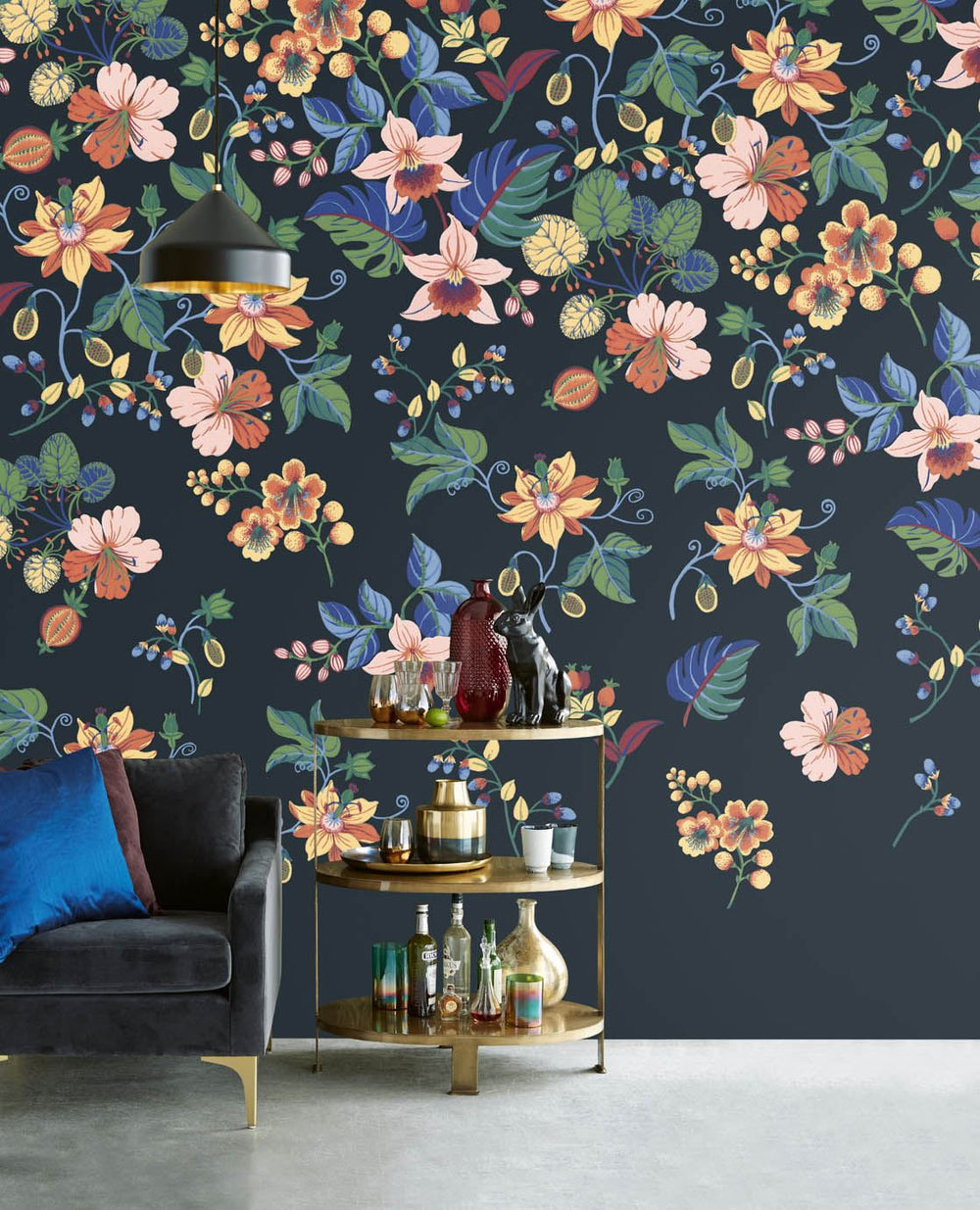 EIJFFINGER Carmen 392570 - Afbeelding 2 - Multi, Zwart / Grijs, Romantisch, Etnisch, Klassiek, Bloemen
