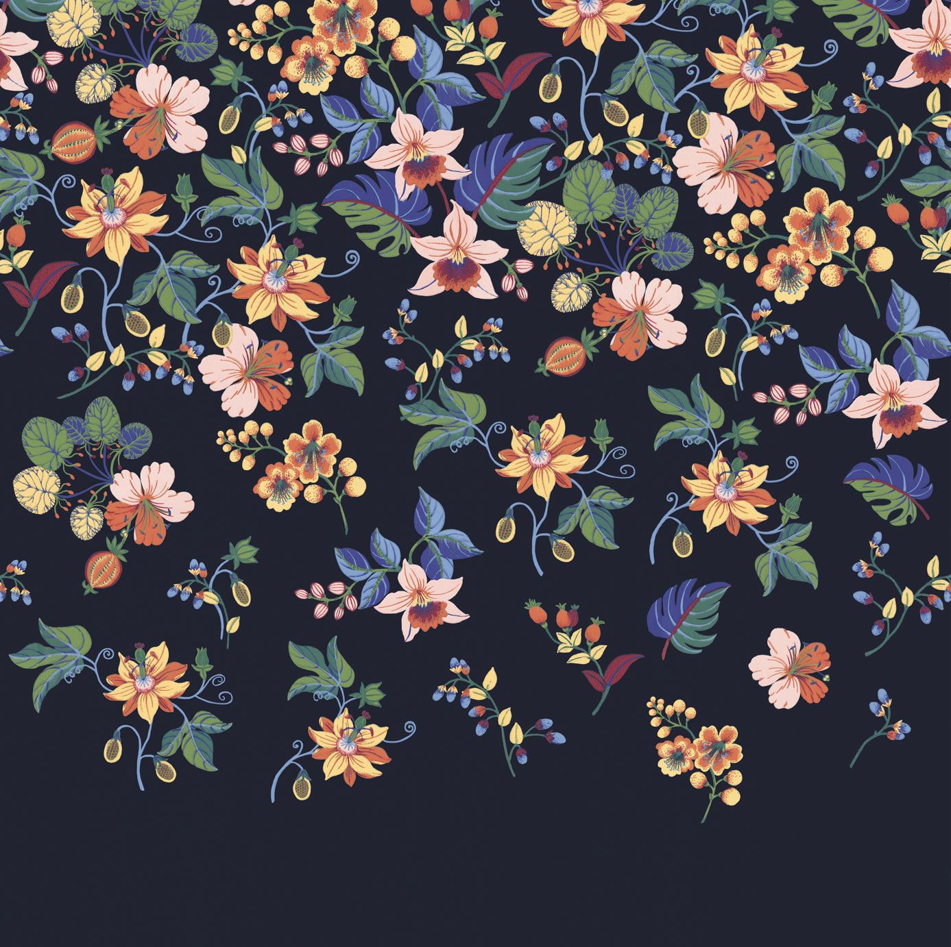 EIJFFINGER Carmen 392570 - Afbeelding 1 - Multi, Zwart / Grijs, Romantisch, Etnisch, Klassiek, Bloemen