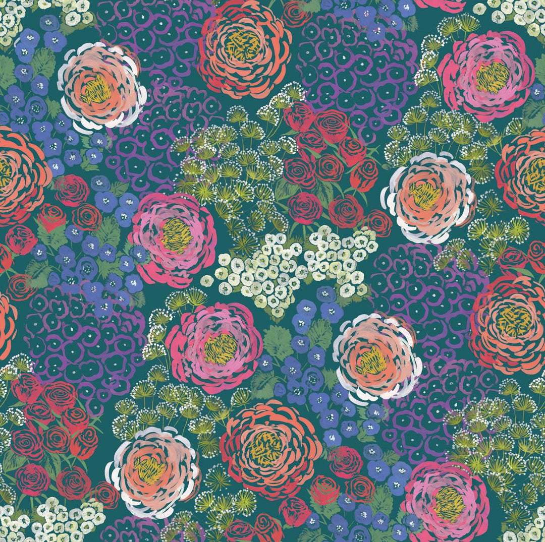 EIJFFINGER Carmen 392571 - Afbeelding 1 - Wit, Multi, Groen, Romantisch, Etnisch, Klassiek, Bloemen