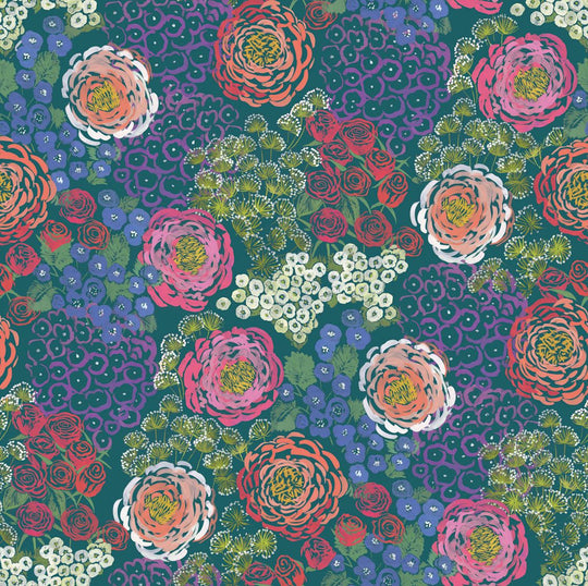 EIJFFINGER Carmen 392571 - Afbeelding 1 - Wit, Multi, Groen, Romantisch, Etnisch, Klassiek, Bloemen