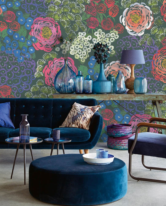 EIJFFINGER Carmen 392571 - Afbeelding 2 - Wit, Multi, Groen, Romantisch, Etnisch, Klassiek, Bloemen