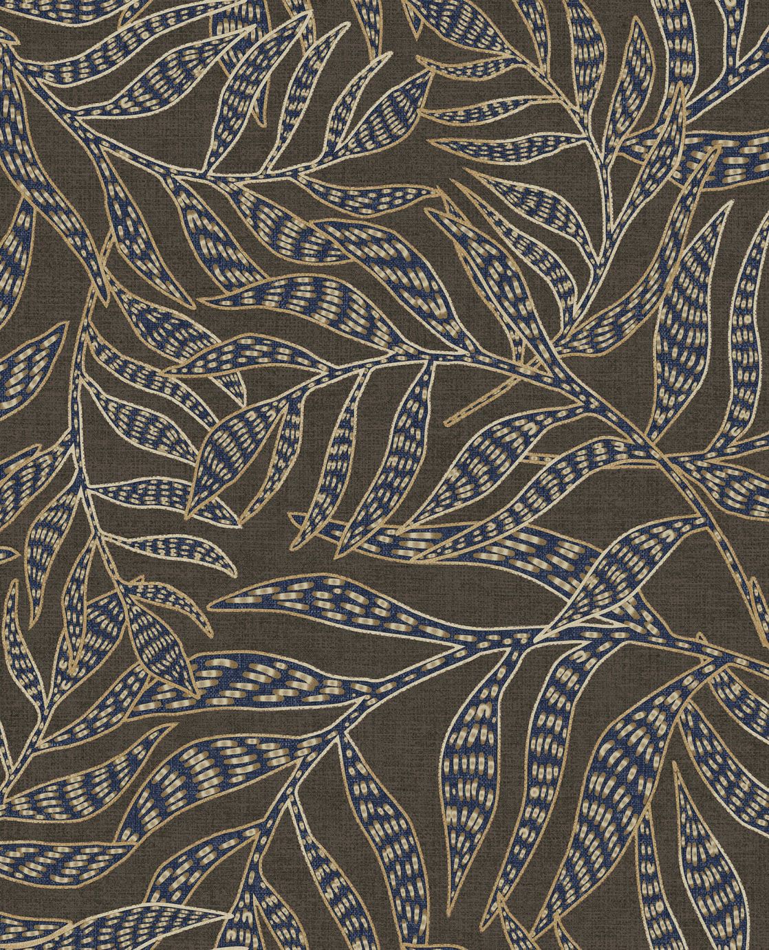 EIJFFINGER Terra 391550 - Afbeelding 1 - Naturel, Blauw, Retro, Vintage, Etnisch, Natuurlijk, Bladeren