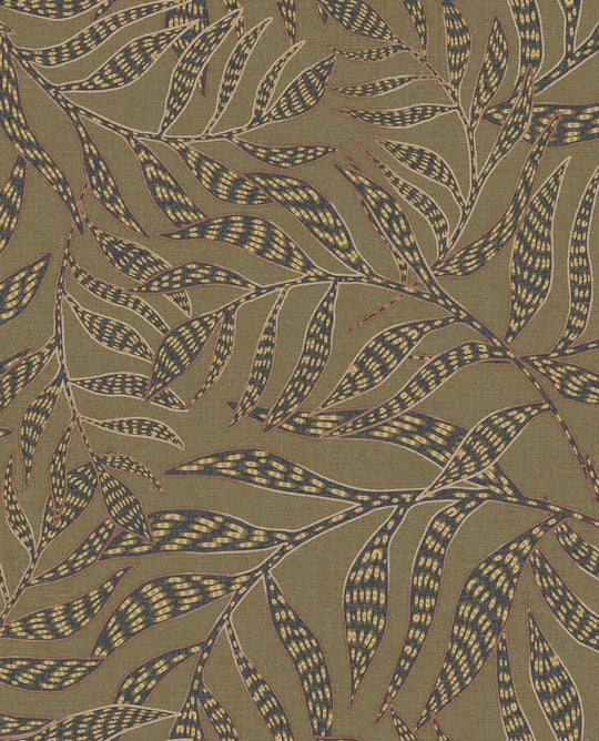 EIJFFINGER Terra 391551 - Afbeelding 1 - Groen, Zwart / Grijs, Retro, Vintage, Etnisch, Natuurlijk, Bladeren