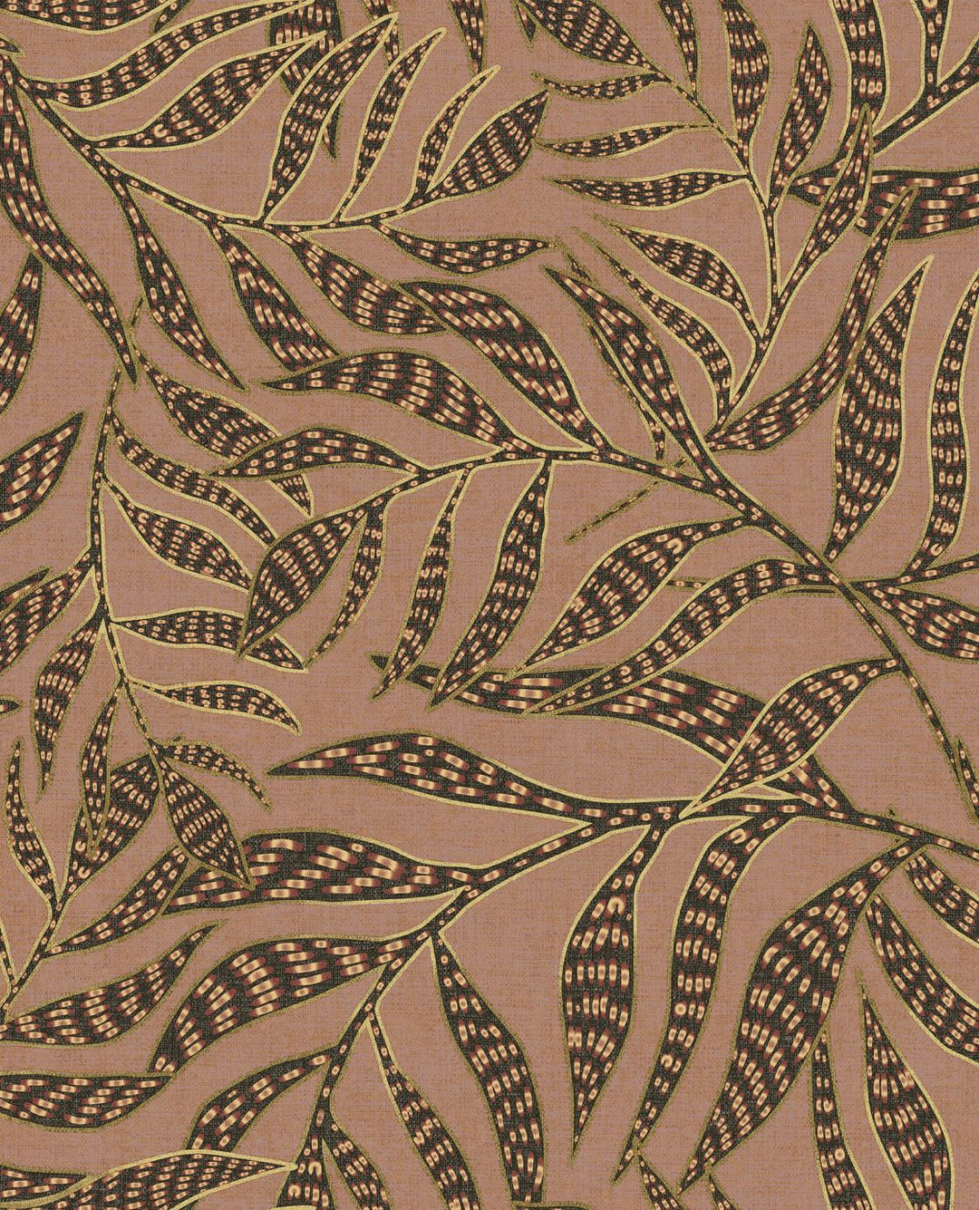 EIJFFINGER Terra 391554 - Afbeelding 1 - Zwart / Grijs, Rood, Oranje, Retro, Vintage, Etnisch, Natuurlijk, Bladeren