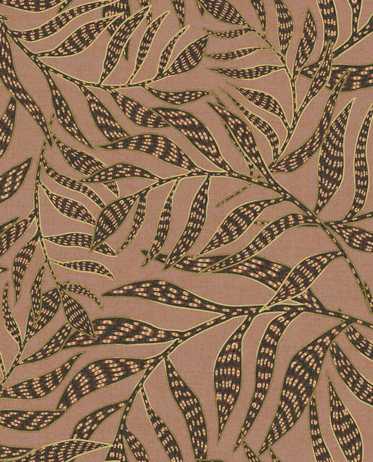 EIJFFINGER Terra 391554 - Afbeelding 1 - Zwart / Grijs, Rood, Oranje, Retro, Vintage, Etnisch, Natuurlijk, Bladeren