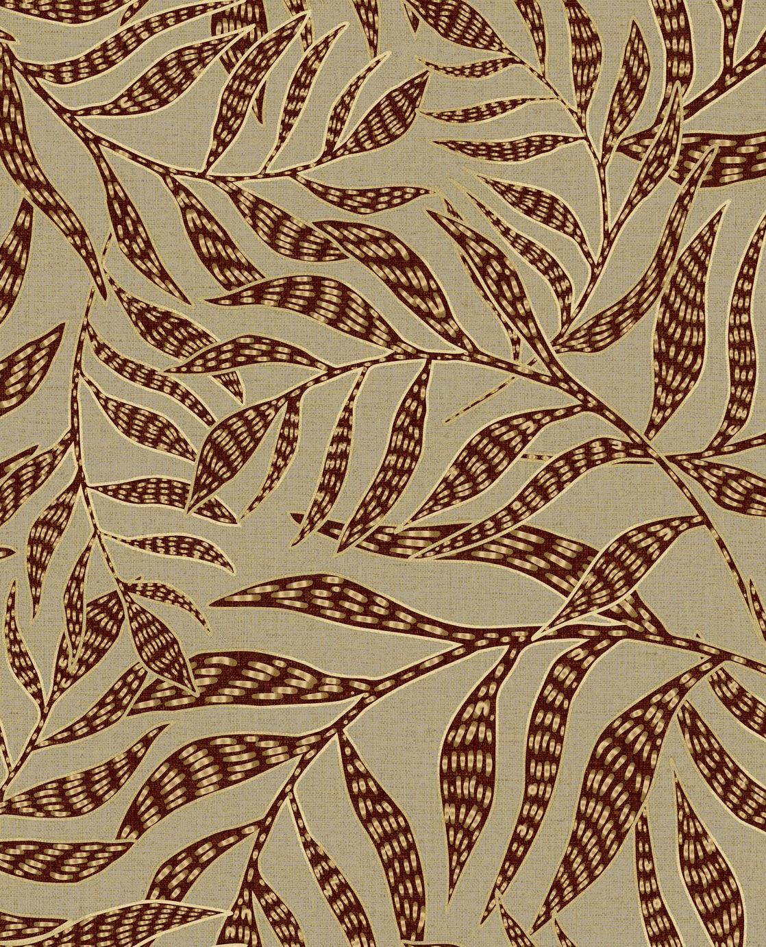 EIJFFINGER Terra 391555 - Afbeelding 1 - Naturel, Groen, Zwart / Grijs, Retro, Vintage, Etnisch, Natuurlijk, Bladeren