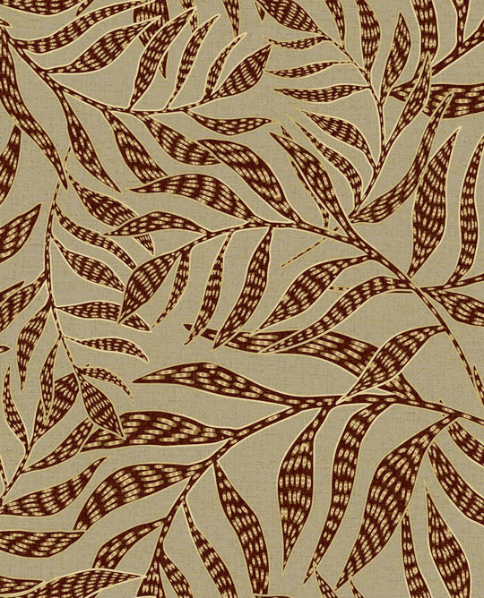 EIJFFINGER Terra 391555 - Afbeelding 1 - Naturel, Groen, Zwart / Grijs, Retro, Vintage, Etnisch, Natuurlijk, Bladeren