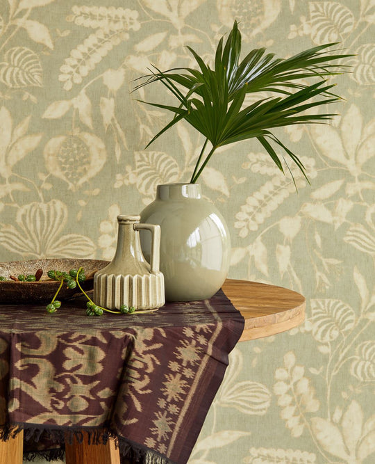 EIJFFINGER Terra 391501 - Afbeelding 2 - Naturel, Groen, Romantisch, Etnisch, Klassiek, Bloemen, Bladeren