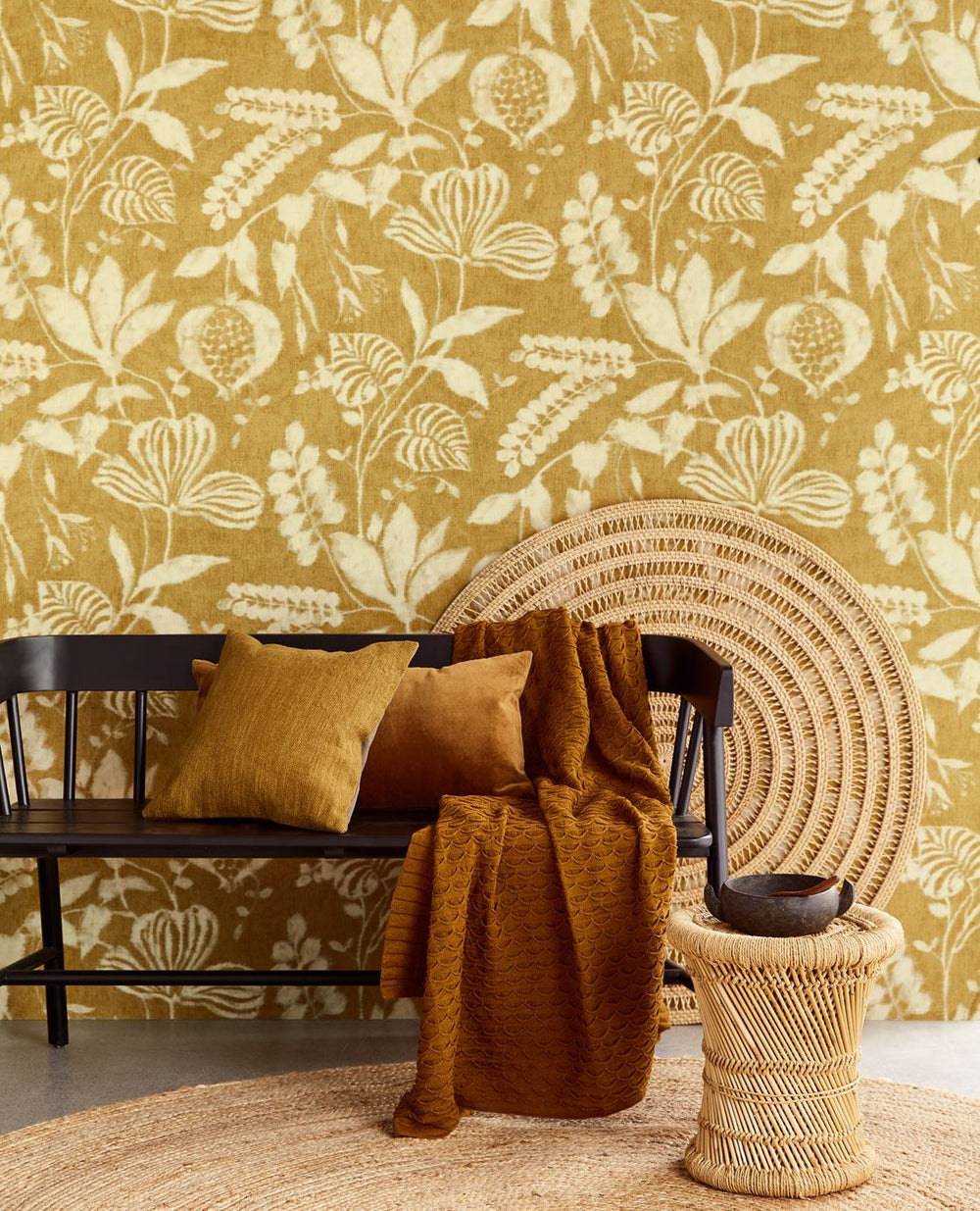EIJFFINGER Terra 391502 - Afbeelding 2 - Geel, Romantisch, Etnisch, Klassiek, Bloemen, Bladeren