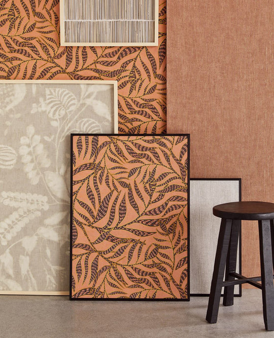 EIJFFINGER Terra 391554 - Afbeelding 2 - Zwart / Grijs, Rood, Oranje, Retro, Vintage, Etnisch, Natuurlijk, Bladeren