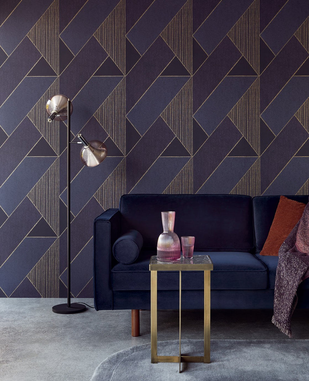 EIJFFINGER Bold 395834 - Afbeelding 2 - Blauw, Paars, Goud, Retro, Vintage, Chic, Glamour, Ruiten