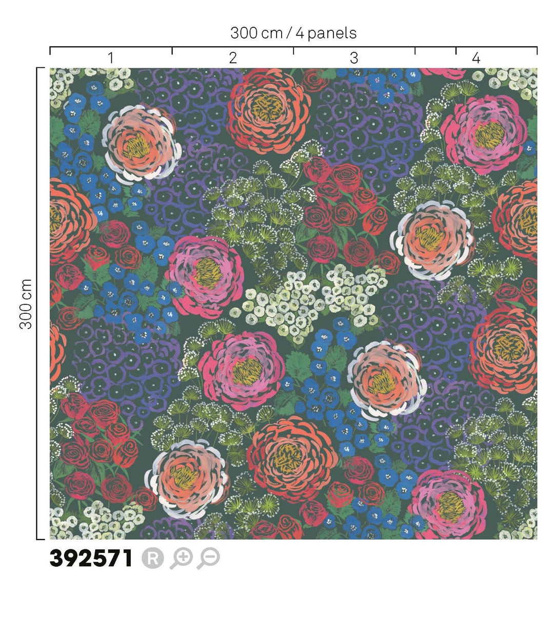 EIJFFINGER Carmen 392571 - Afbeelding 3 - Wit, Multi, Groen, Romantisch, Etnisch, Klassiek, Bloemen