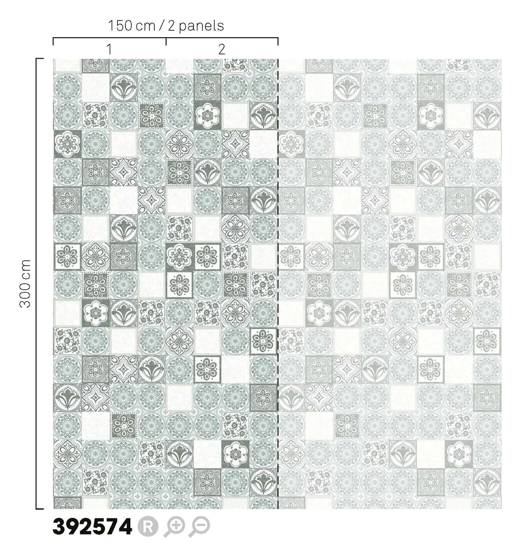 EIJFFINGER Carmen 392574 - Afbeelding 3 - Naturel, Wit, Zwart / Grijs, Romantisch, Etnisch, Klassiek, Geometrisch 