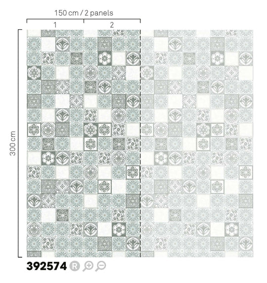 EIJFFINGER Carmen 392574 - Afbeelding 3 - Naturel, Wit, Zwart / Grijs, Romantisch, Etnisch, Klassiek, Geometrisch 