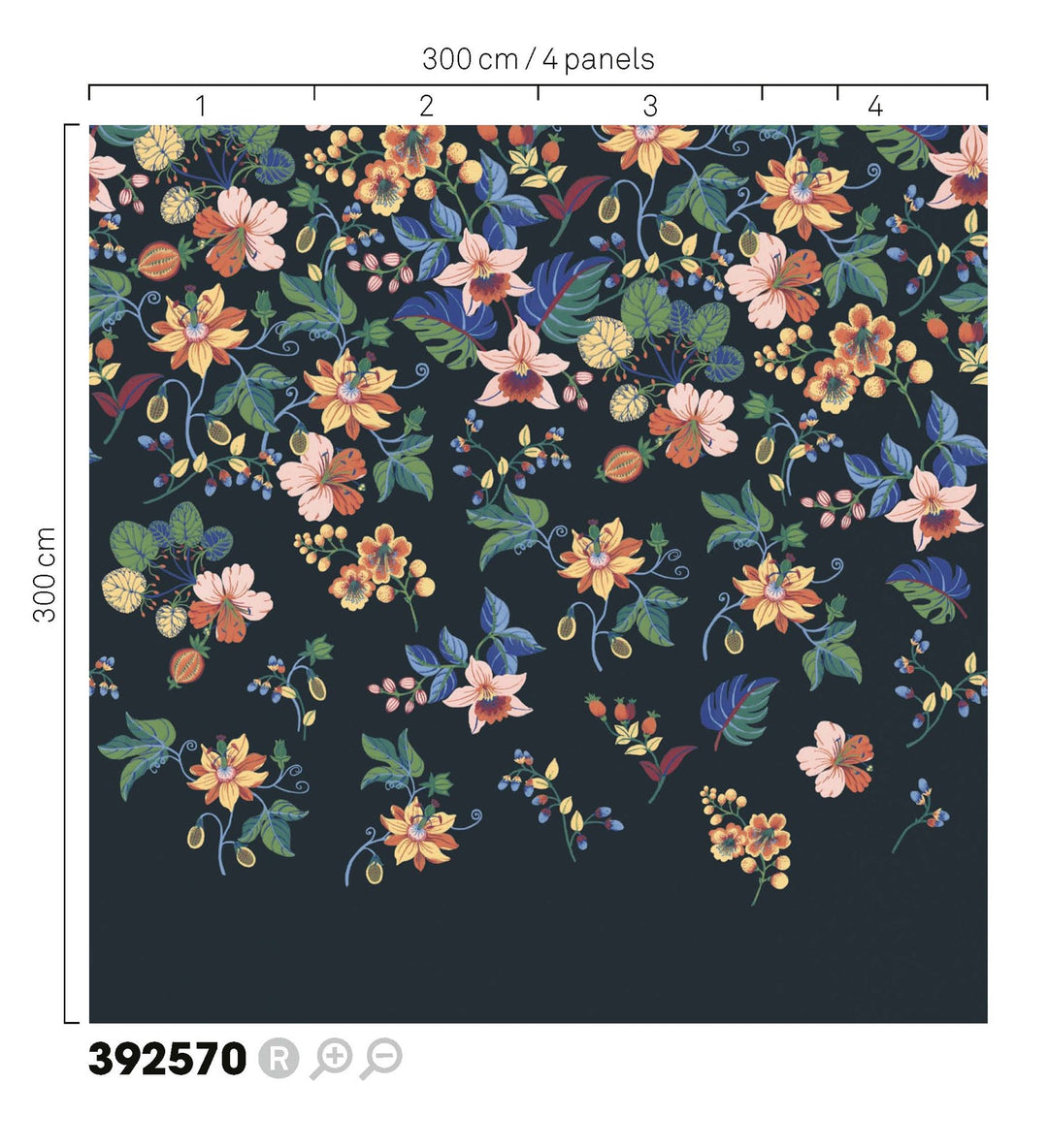 EIJFFINGER Carmen 392570 - Afbeelding 3 - Multi, Zwart / Grijs, Romantisch, Etnisch, Klassiek, Bloemen