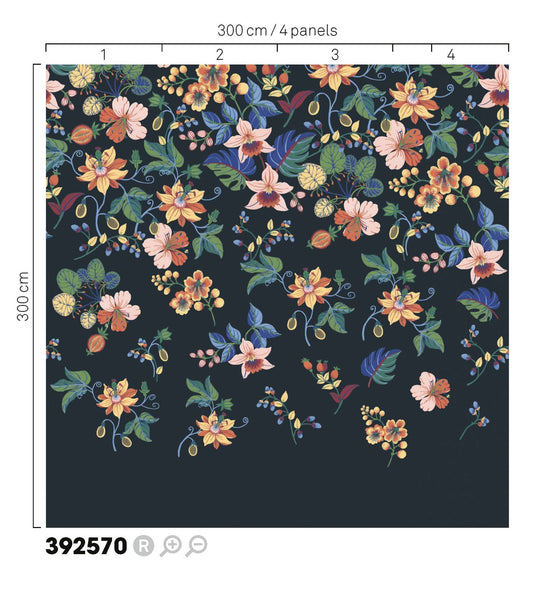 EIJFFINGER Carmen 392570 - Afbeelding 3 - Multi, Zwart / Grijs, Romantisch, Etnisch, Klassiek, Bloemen