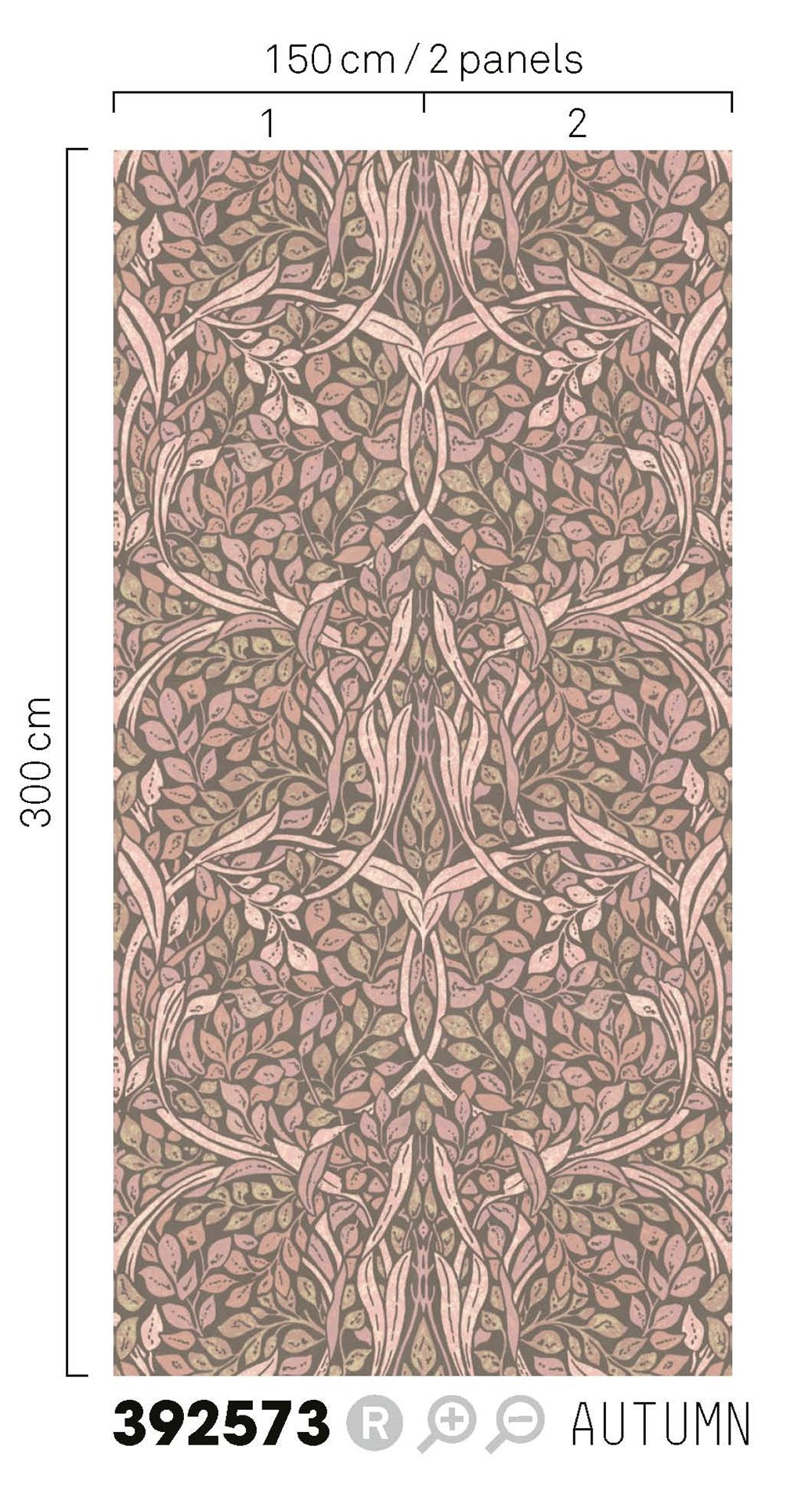 EIJFFINGER Carmen 392573 - Afbeelding 3 - Naturel, Rood, Metallic, Scandinavisch, Retro, Vintage, Romantisch, Bladeren