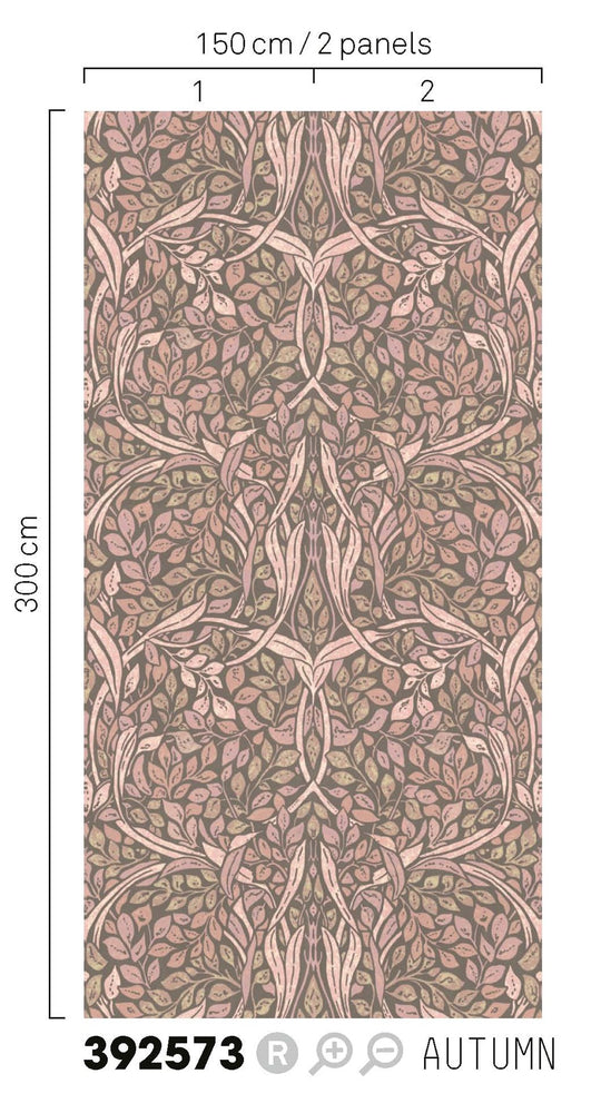 EIJFFINGER Carmen 392573 - Afbeelding 3 - Naturel, Rood, Metallic, Scandinavisch, Retro, Vintage, Romantisch, Bladeren
