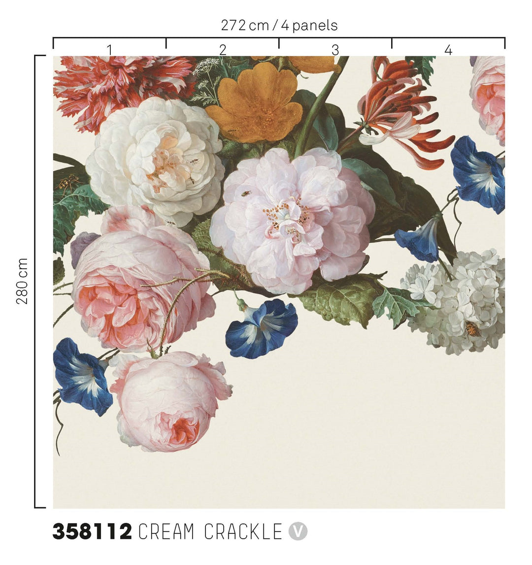 EIJFFINGER Masterpiece 358112 - Afbeelding 3 - Wit, Multi, Klassiek, Bloemen