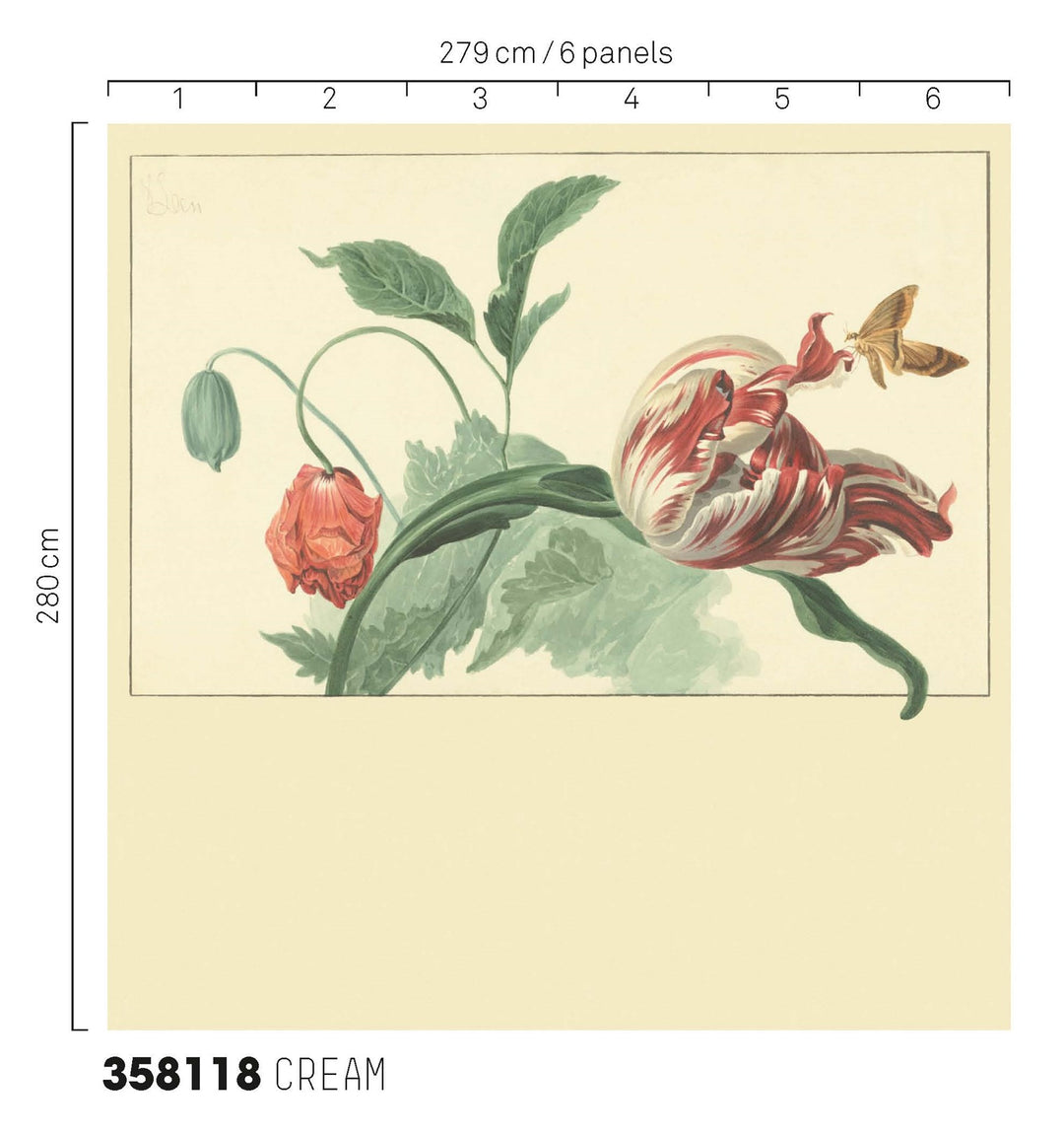 EIJFFINGER Masterpiece 358118 - Afbeelding 3 - Wit, Multi, Klassiek, Bloemen