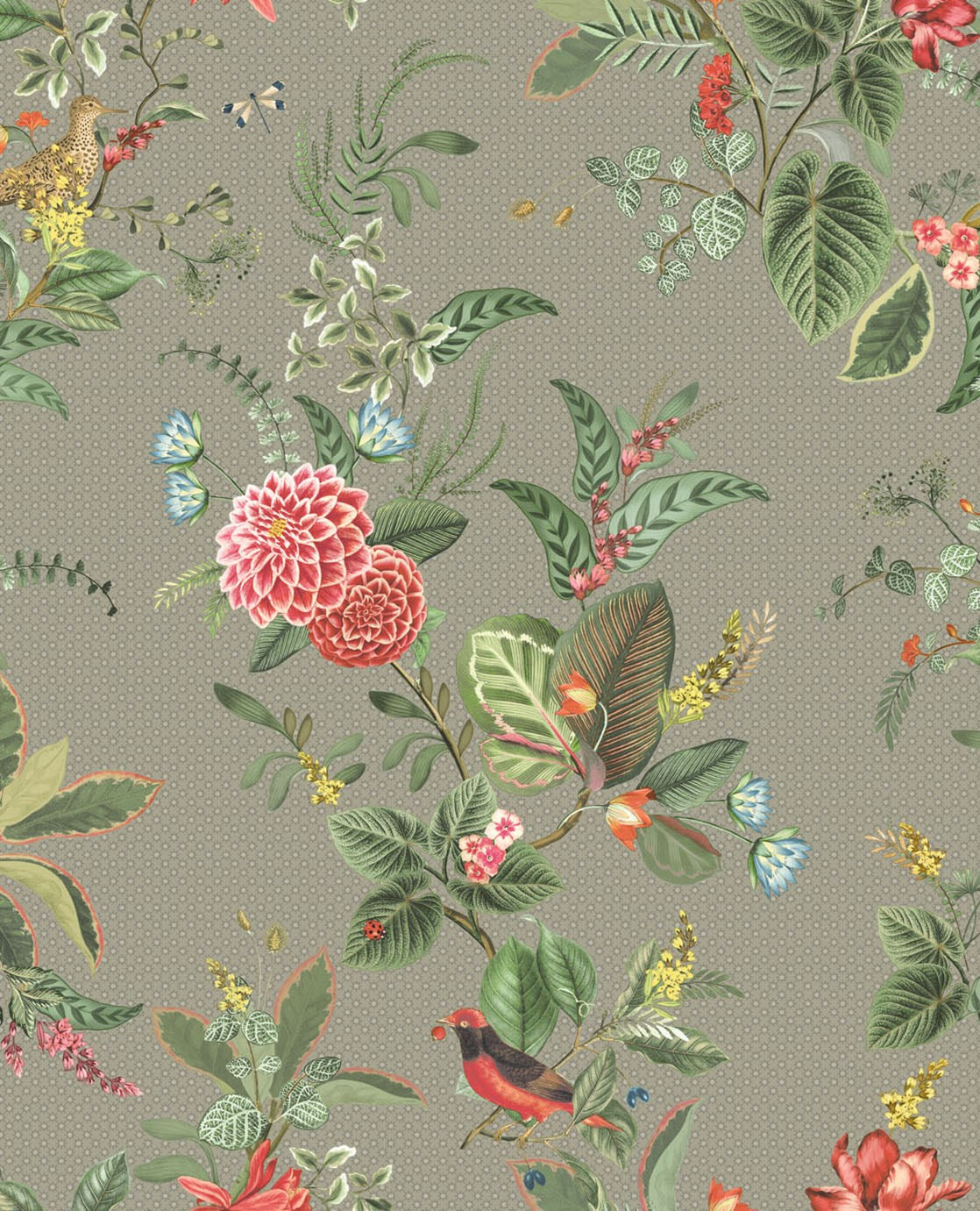 EIJFFINGER Pip Studio V 300113 - Afbeelding 1 - Naturel, Multi, Groen, Romantisch, Pip Studio, Vogels, Bloemen, Bladeren