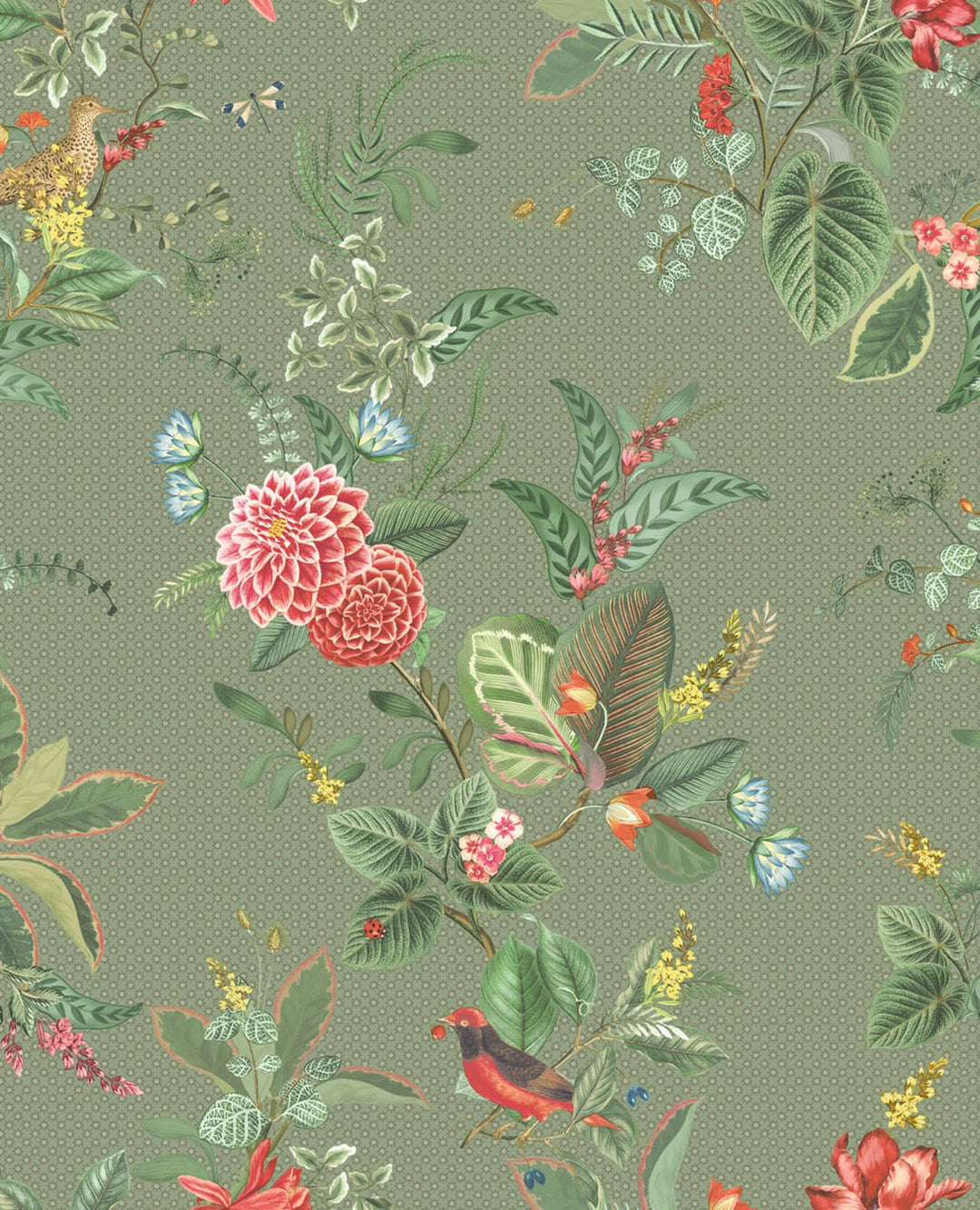 EIJFFINGER Pip Studio V 300114 - Afbeelding 1 - Multi, Groen, Romantisch, Pip Studio, Vogels, Bloemen, Bladeren