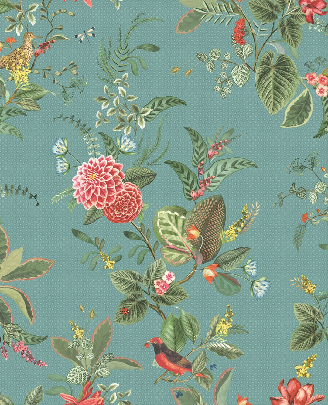 EIJFFINGER Pip Studio V 300115 - Afbeelding 1 - Blauw, Groen, Romantisch, Pip Studio, Vogels, Bloemen, Bladeren