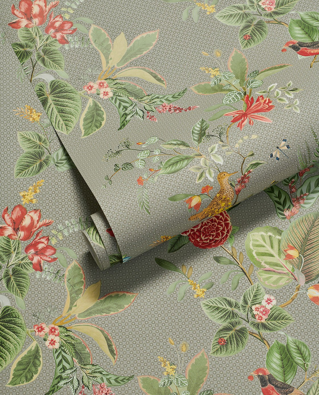 EIJFFINGER Pip Studio V 300113 - Afbeelding 2 - Naturel, Multi, Groen, Romantisch, Pip Studio, Vogels, Bloemen, Bladeren