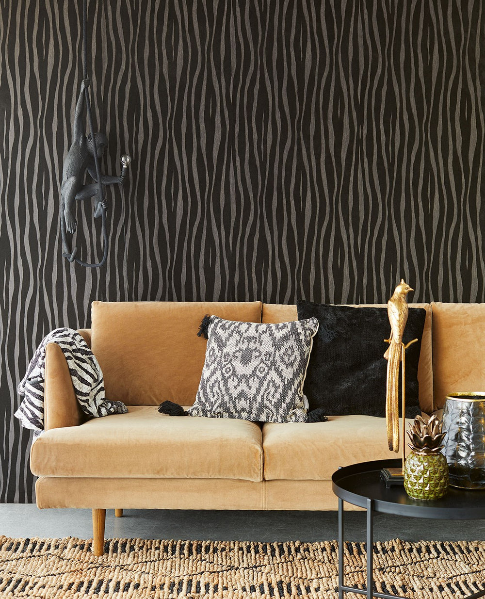 EIJFFINGER Skin 300551 - Afbeelding 2 - Zwart / Grijs, Etnisch, Stoer, Industrieel, Chic, Glamour, Dieren, Effen, Uni, Structuren